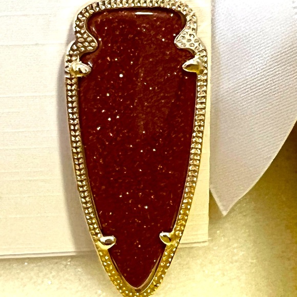 NWT Kendra Scott RARE & Retired Skylar Earrings Goldstone & Yellow Gold STUNNING - Picture 15 of 16